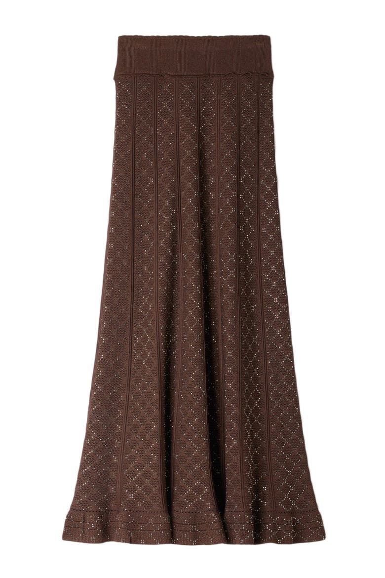 Long rhinestone knit skirt, Alternate, color, Brown