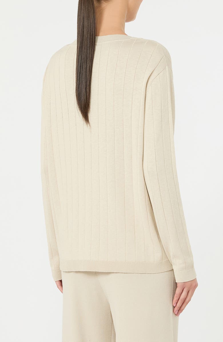 MM by Max Mara Attuale Rib Silk & Cotton Sweater, Alternate, color, Ivory
