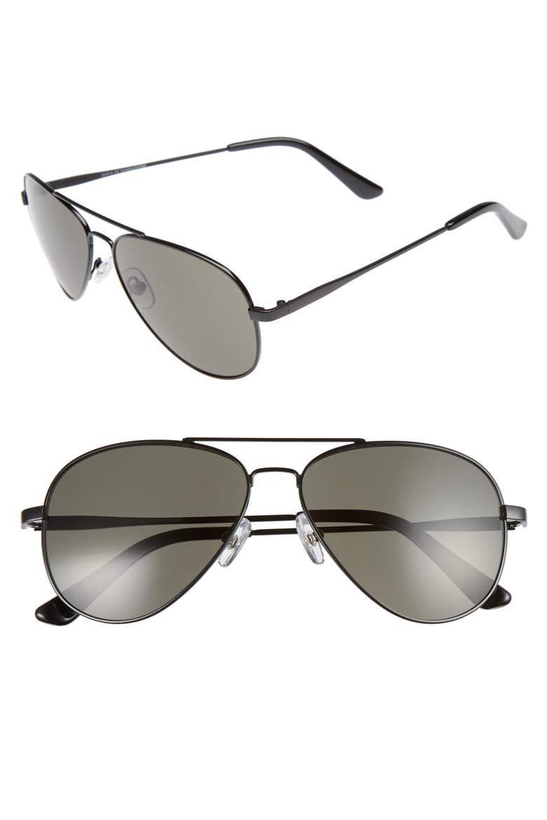 Davis 59mm Aviator Sunglasses, Main, color, BLACK/ GREY