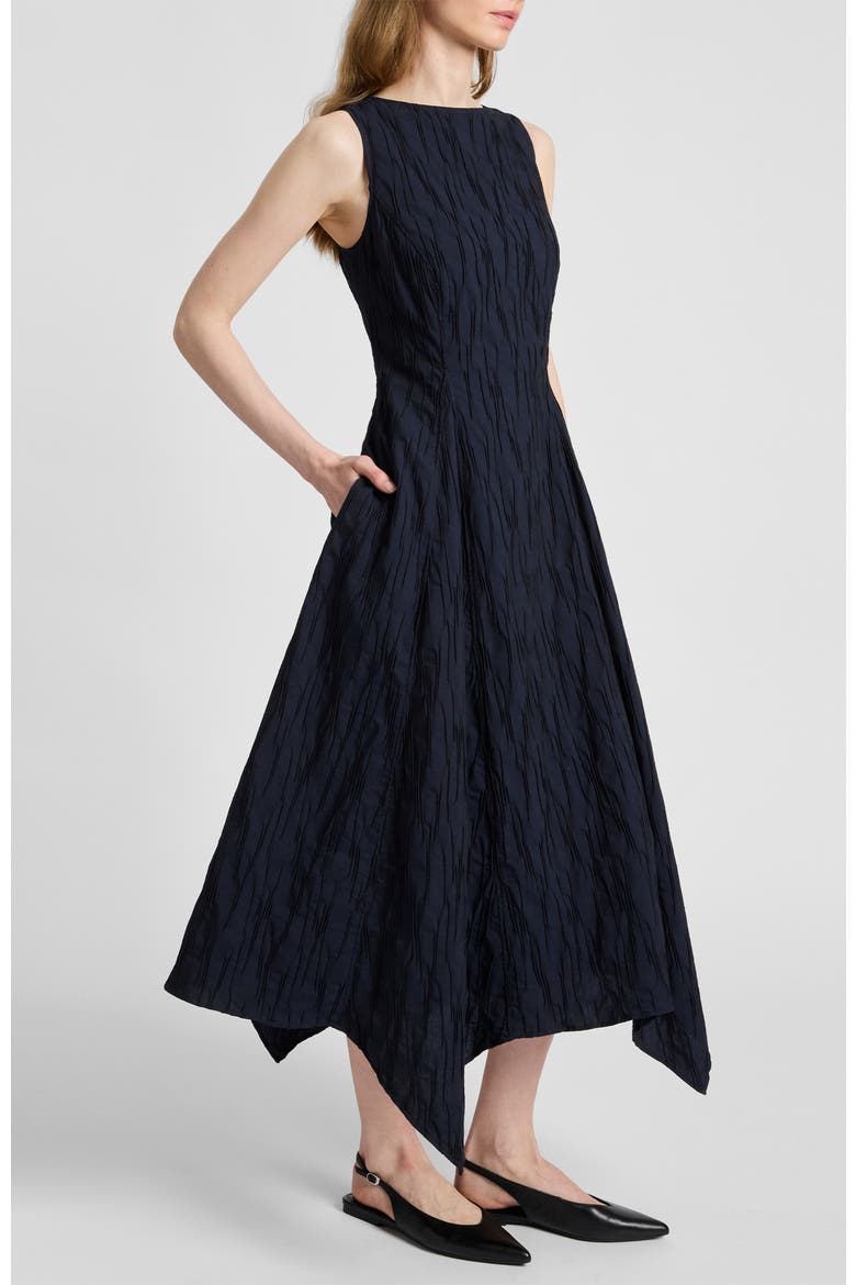 Palma Sleeveless Midi Dress in Abstract Jacquard, Alternate, color, MIDNIGHT