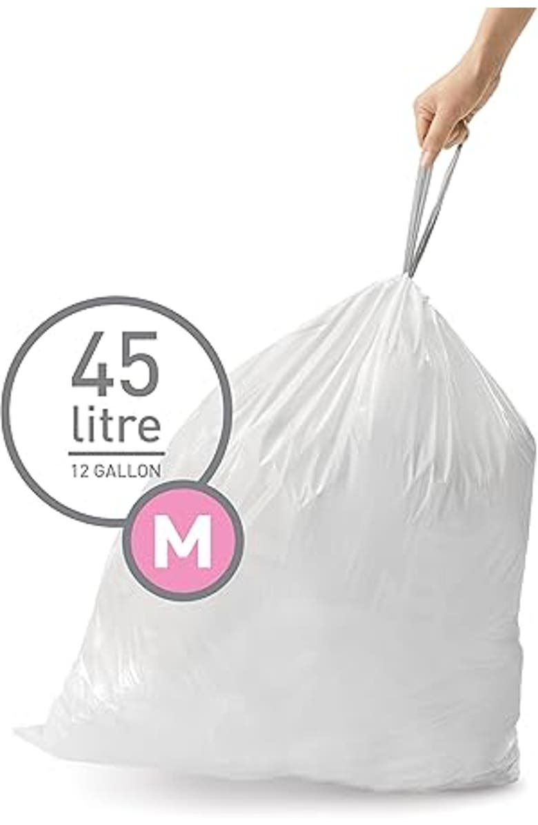 simplehuman Code M Custom Fit Liners with Quick Dispense Packs, Alternate, color, 200 Liners