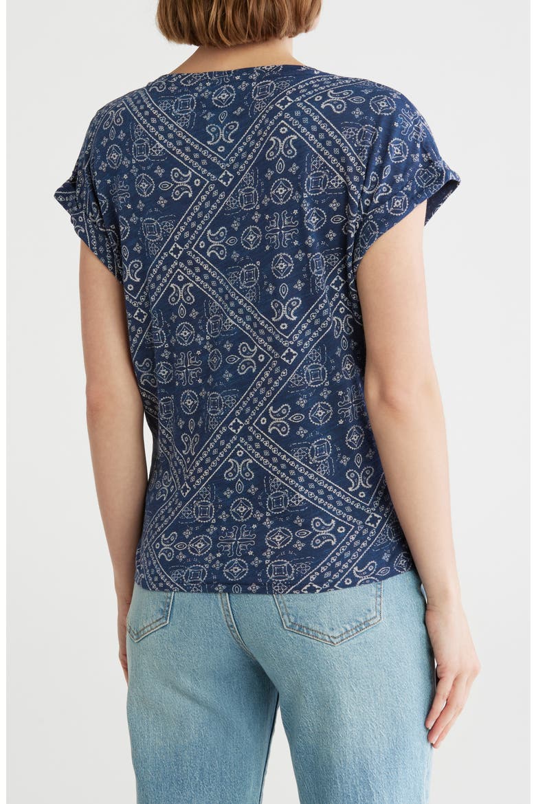 Bandana Print Twist Front T-Shirt, Alternate, color, NAVY BANDANA PRINT