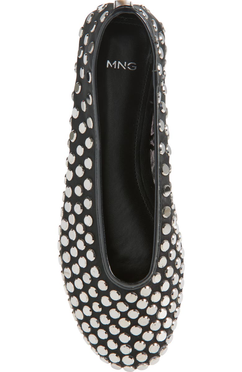 MANGO Savoir Studded Mesh Flat, Alternate, color, Black