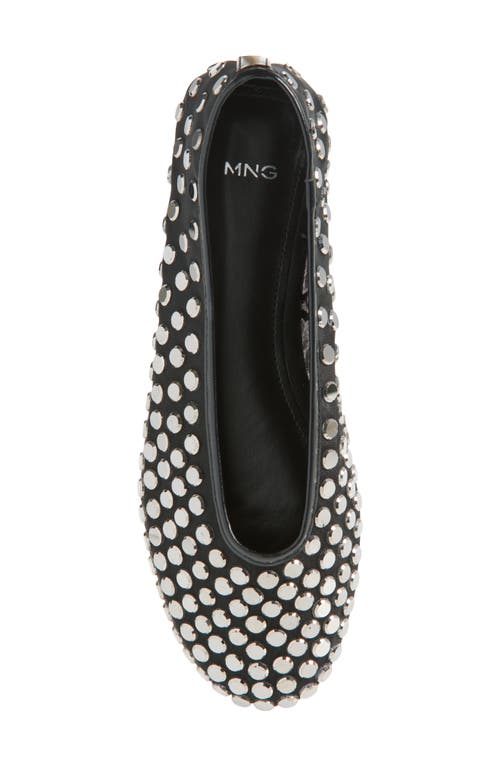 Mango Savoir Studded Mesh Flat In Black