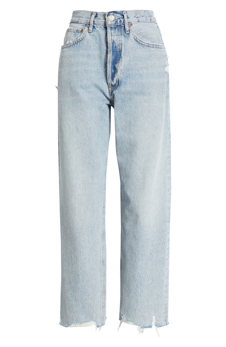 AGOLDE '90s High Waist Frayed Crop Organic Cotton Jeans, Alternate, color,