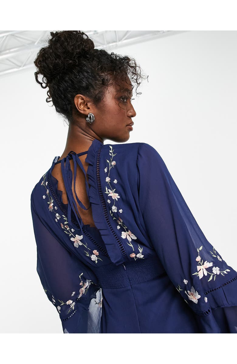 ASOS DESIGN Floral Embroidered Long Sleeve Maxi Dress, Alternate, color, 