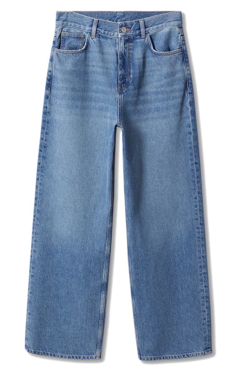 MANGO High Waist Distressed Hem Wide Leg Jeans, Alternate, color, 