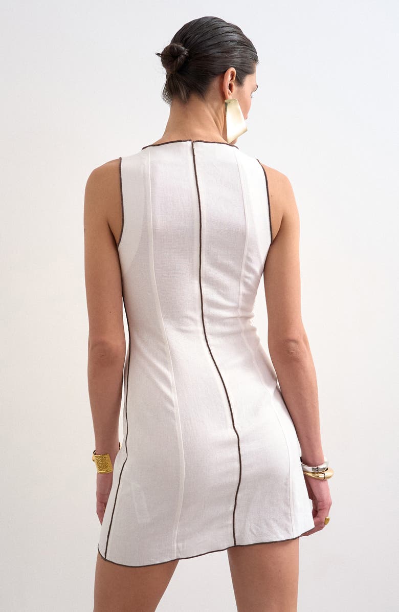 Topshop Linen Blend Shift Minidress, Alternate, color, Stone