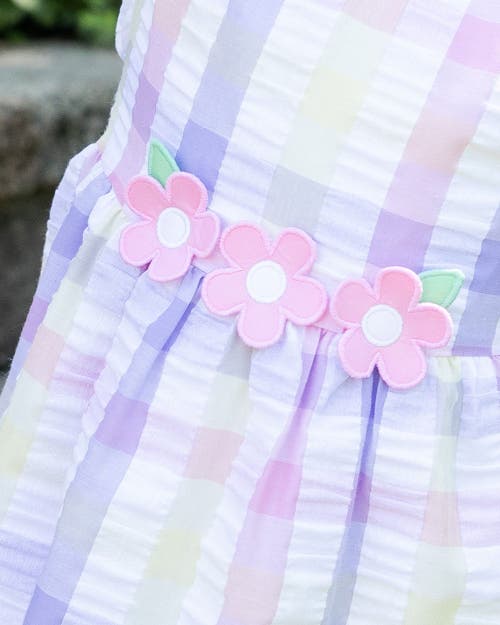 FLORENCE EISEMAN FLORENCE EISEMAN PASTEL PLAID DRESS WITH FLOWERS 