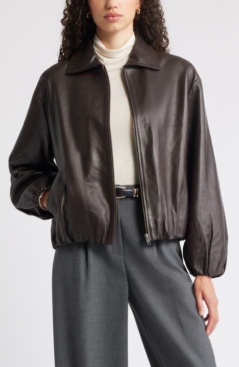 Bubble Hem Leather Jacket