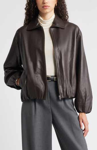 Nordstrom Bubble Hem Leather Jacket