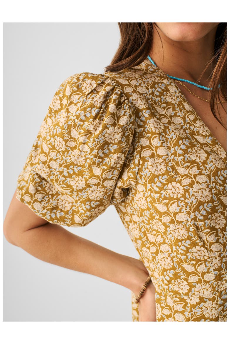Havana Floral Linen Blend Maxi Dress, Alternate, color, GOLDEN THEODORA FLORAL