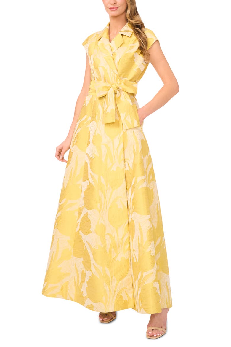 Jordana Floral Print Maxi Shirtdress, Main, color, CORN CONFECTION