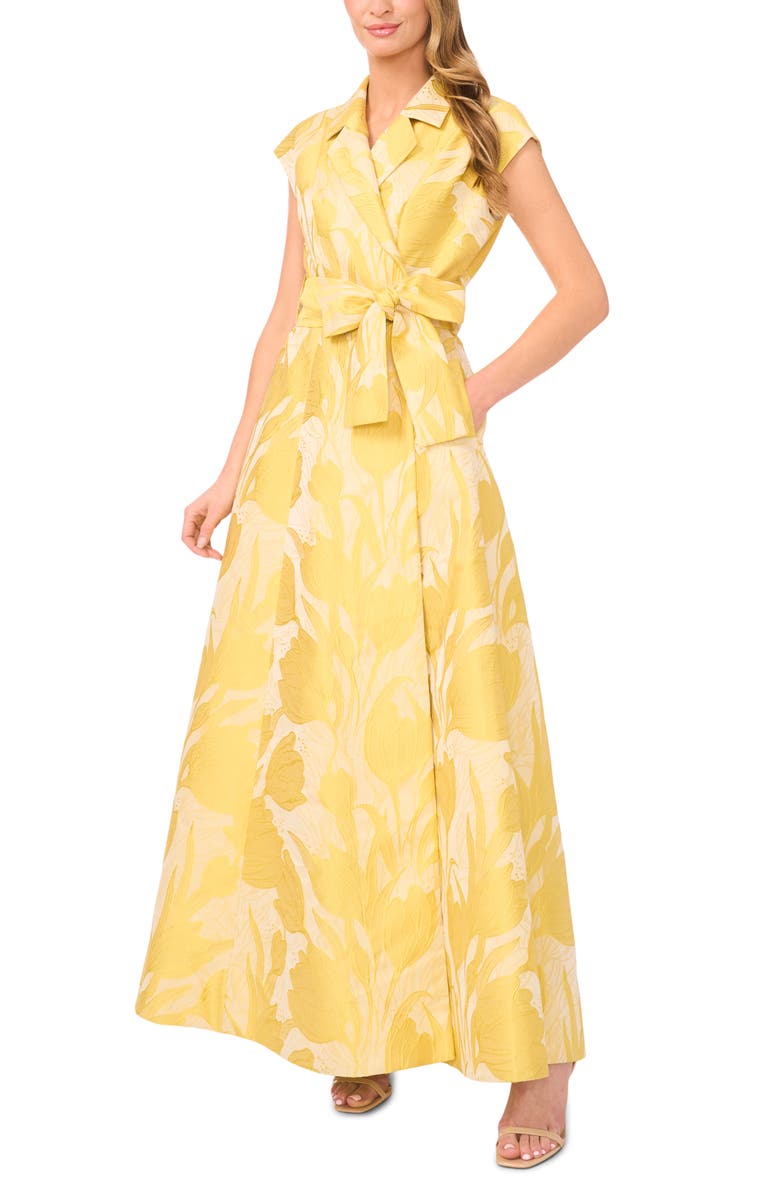 Ted Baker Jordana Floral Print Maxi Shirtdress, Main, color, Corn Confection