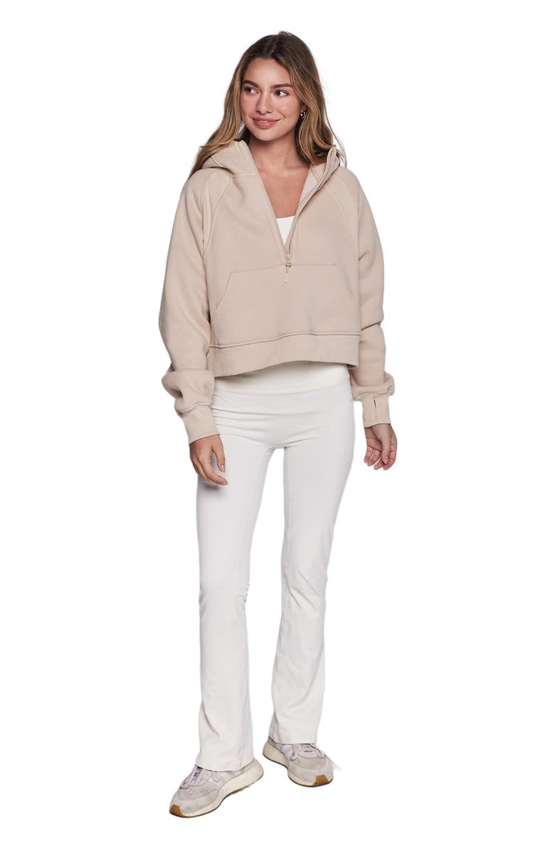 Rebody Active Effortless Fleece Half Zip Hoodie, Alternate, color, Sand