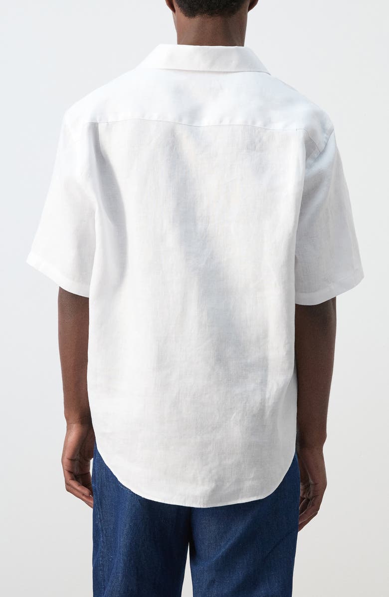 MANGO Solid Slub Linen Polo, Alternate, color, White