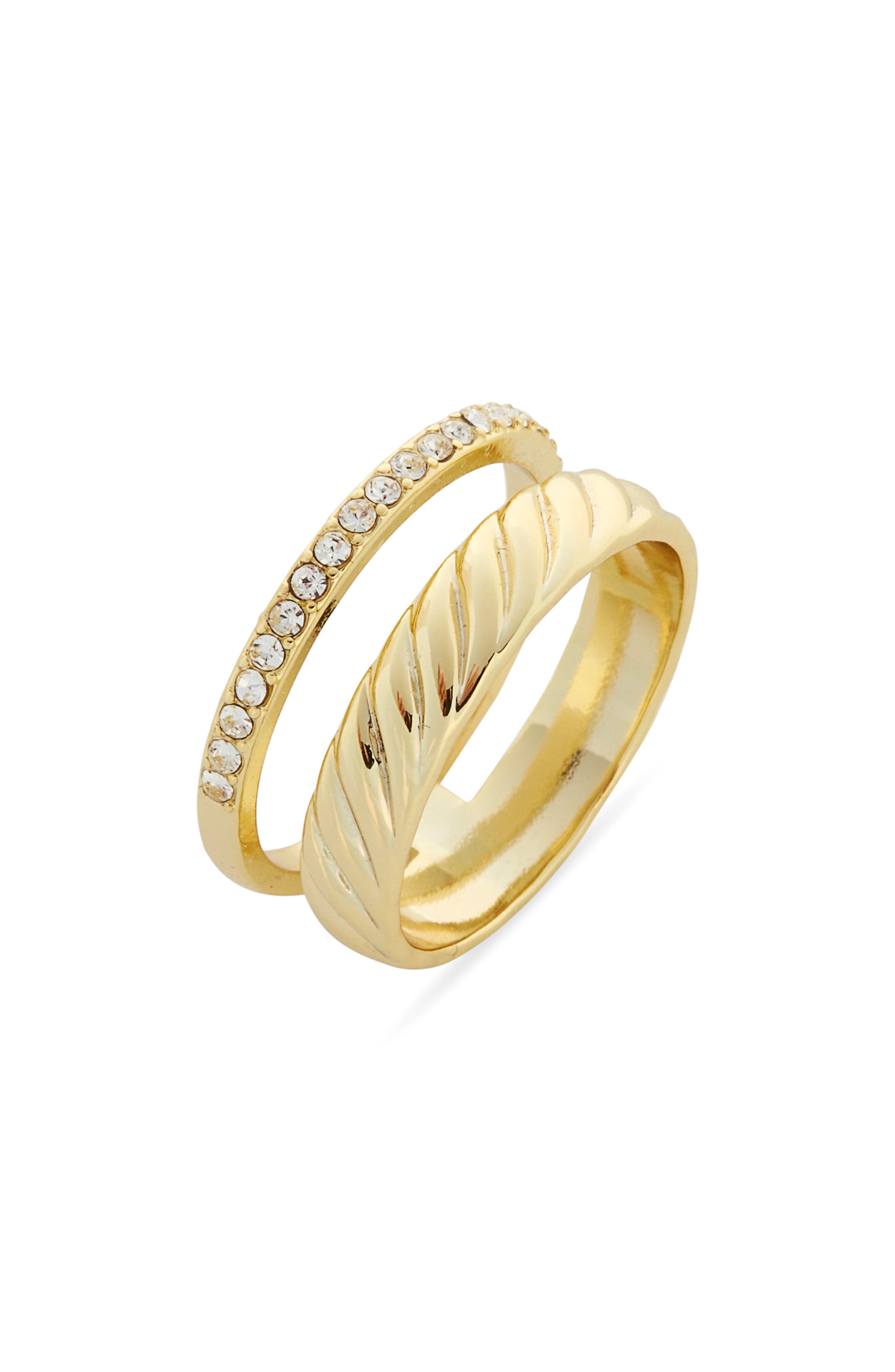 Covet Set of 2 Crystal & Textured Ring Set (Women) | Nordstromrack