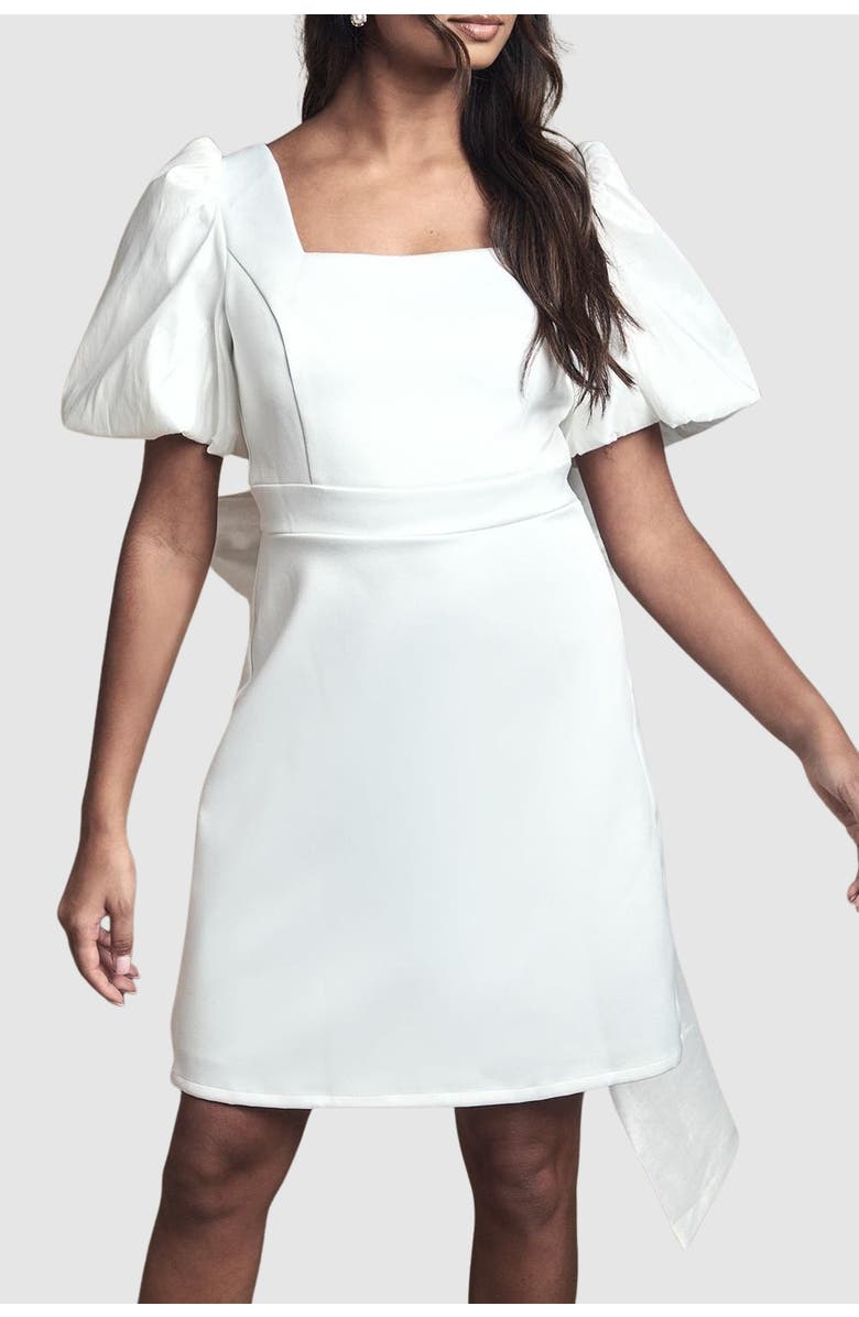 Coast Taffeta Bow Back Mini Dress, Alternate, color, Ivory