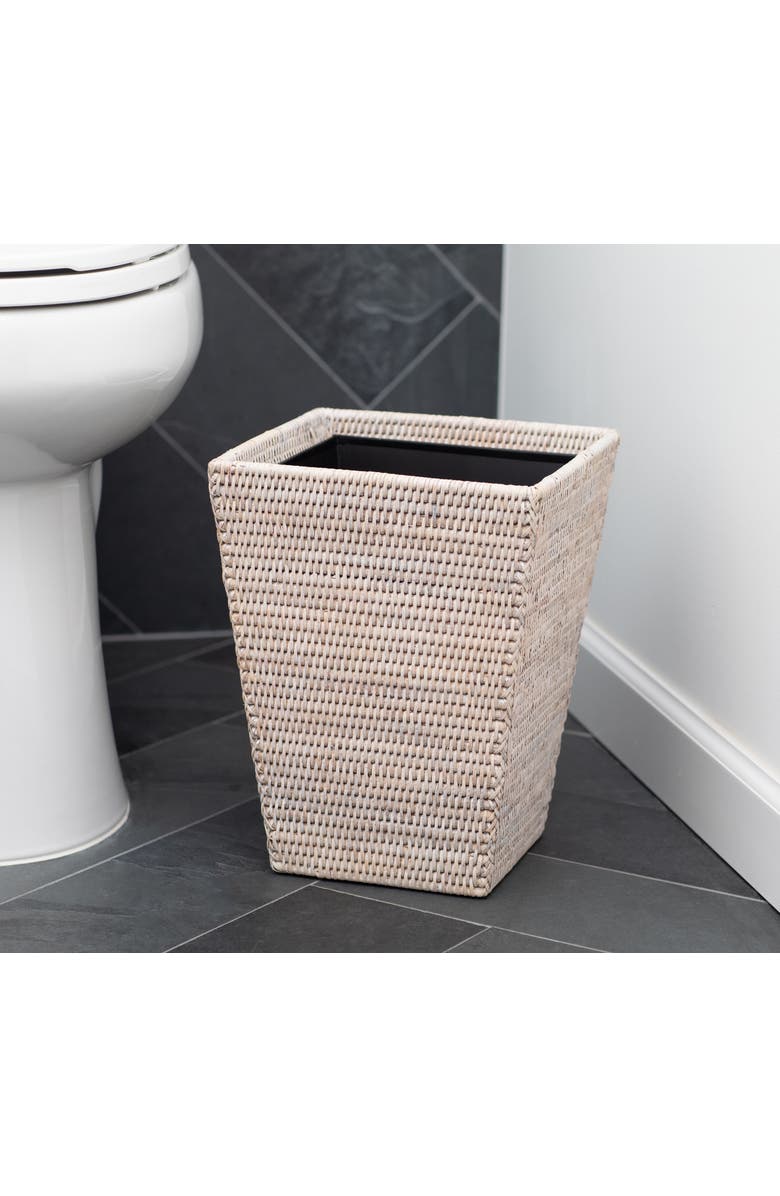 Artifacts Trading Company<sup>™</sup> Artifacts Rattan Square Tapered Waste Basket with Metal Liner, Alternate, color, White Wash