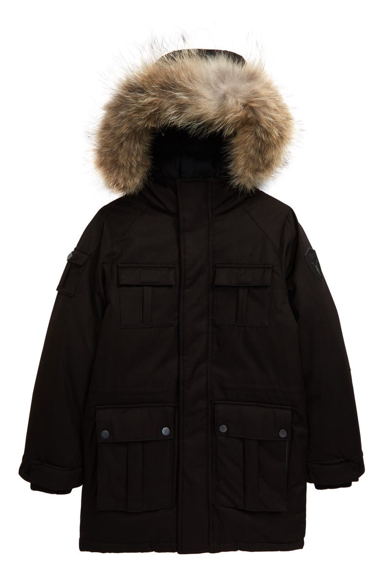 nobis Lil Kimmarut Hooded Down Parka with Removable Genuine Coyote Fur Trim, Main, color, 