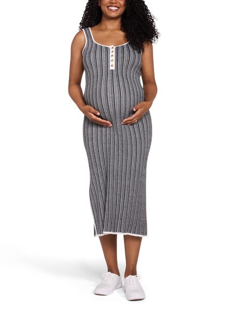 Sleeveless Nursing Henley Midi Dress