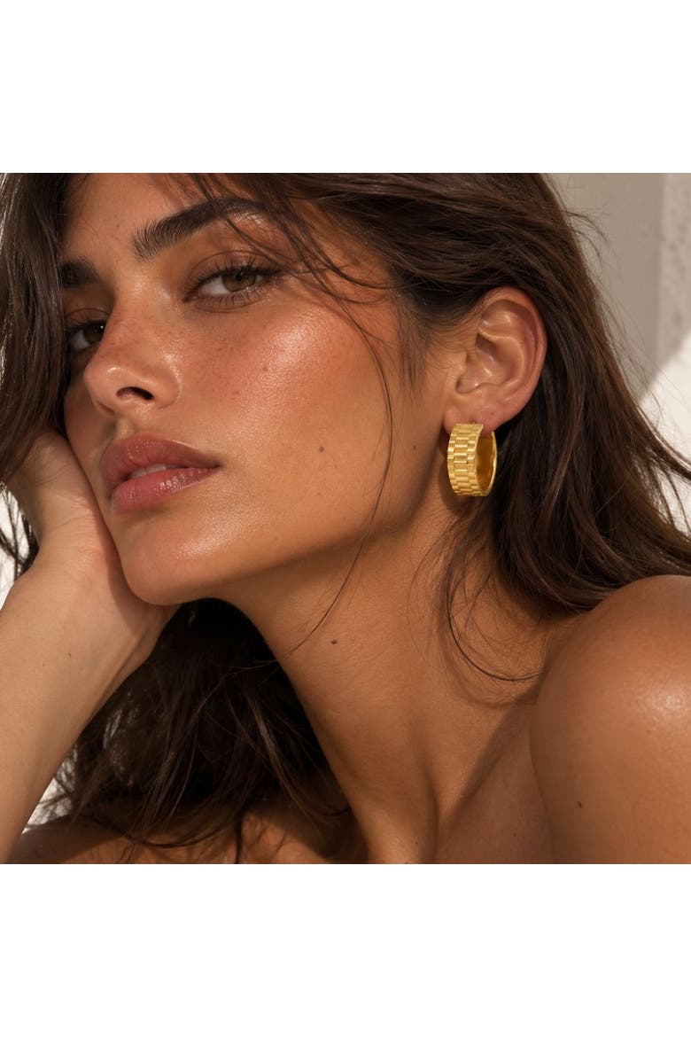 The textures Plated Stainless Steel Hoop Earrings, Alternate, color, Gold