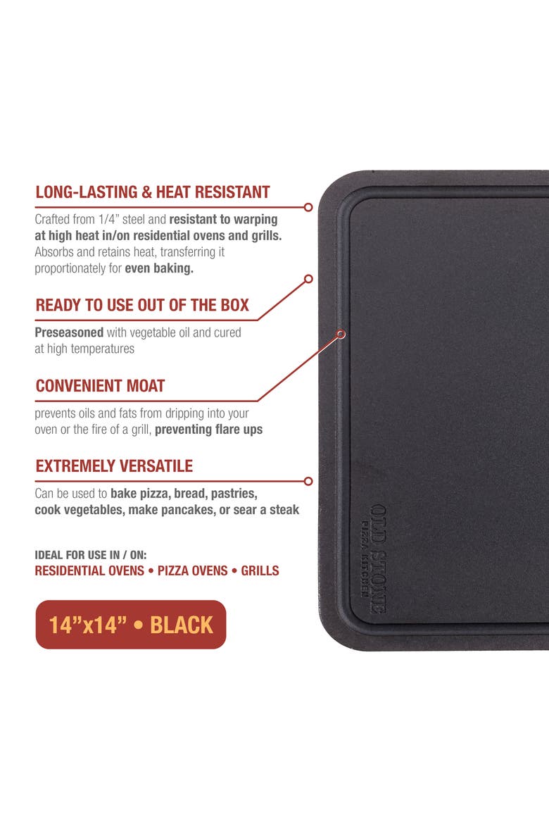 Pizza Steel w/ Moat, 14x14-Inch, 1/4", Alternate, color, Black