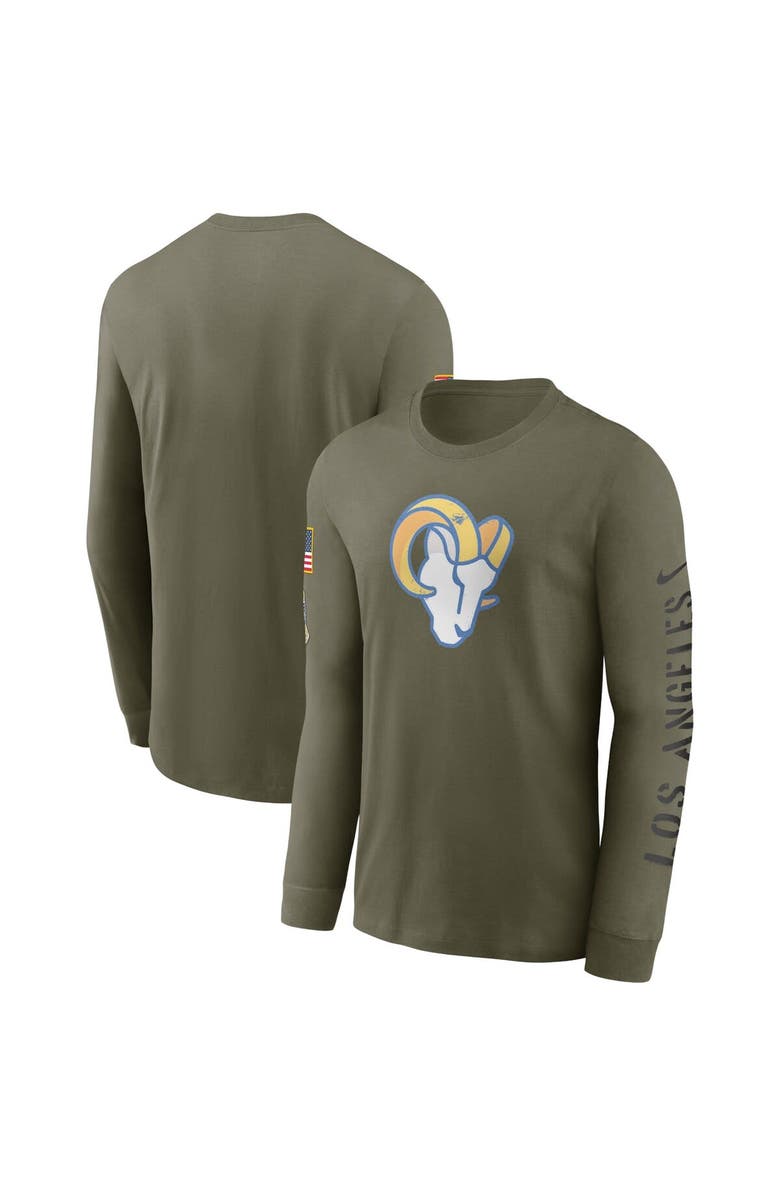 Nike Men's Nike Olive Los Angeles Rams 2022 Salute To Service Long Sleeve T-Shirt, Main, color, 