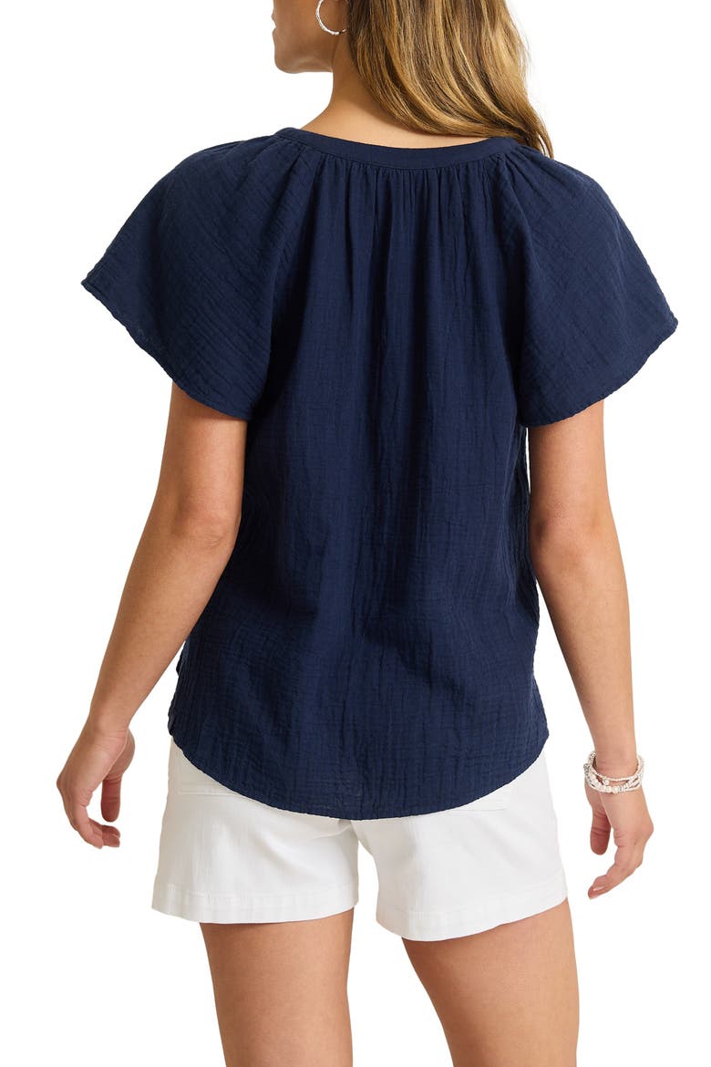 Flutter Sleeve Cotton Gauze Top, Alternate, color, COASTLINE