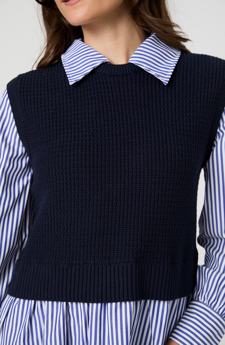 French Connection Open Knit Sweater Dress, Alternate, color, Navy/ Stripe