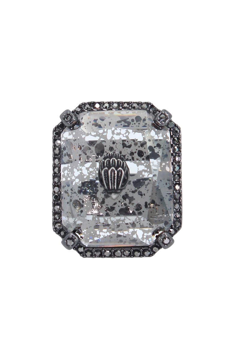 Kurt Geiger London Eagle's Head Crystal Cocktail Ring, Main, color, Black Patina