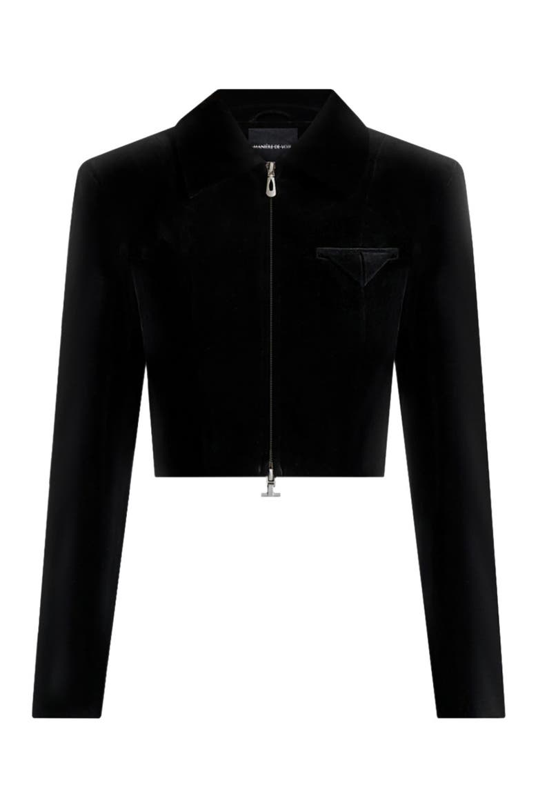 Adina Velvet Cropped Jacket, Alternate, color, Black