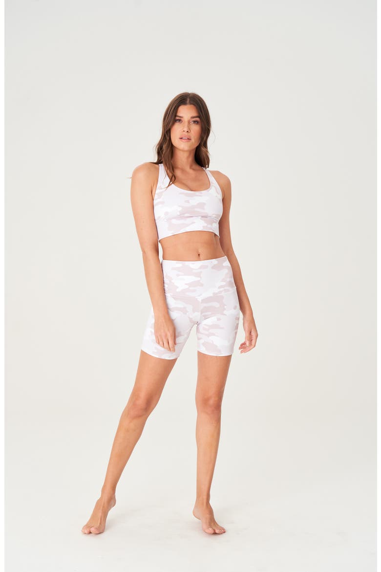 Mini Bike High Waist Shorts, Alternate, color, BEIGE CAMO