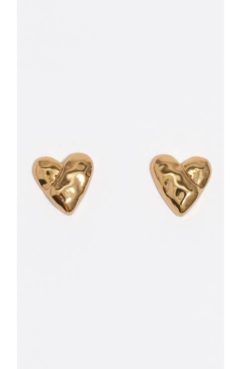 Dark Textured Heart Earrings