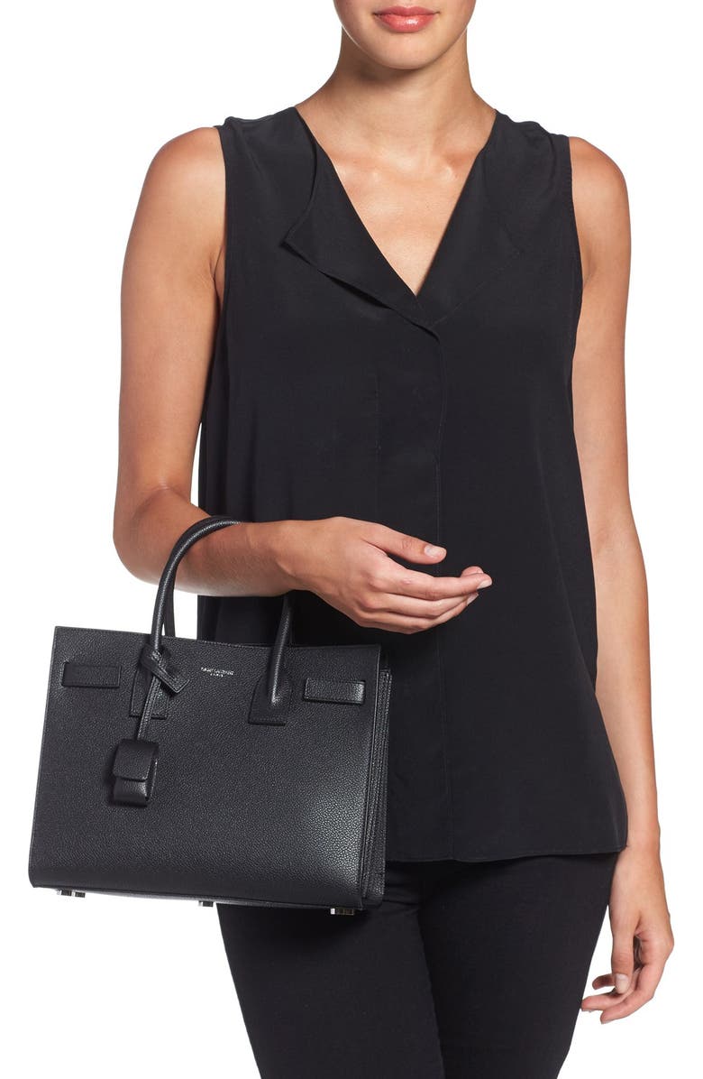 Saint Laurent 'Baby Sac de Jour' Bonded Leather Tote, Alternate, color,