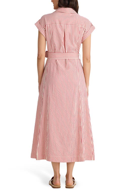 Brave + True Brave+true Portia Stripe Seersucker Midi Shirtdress In Pink