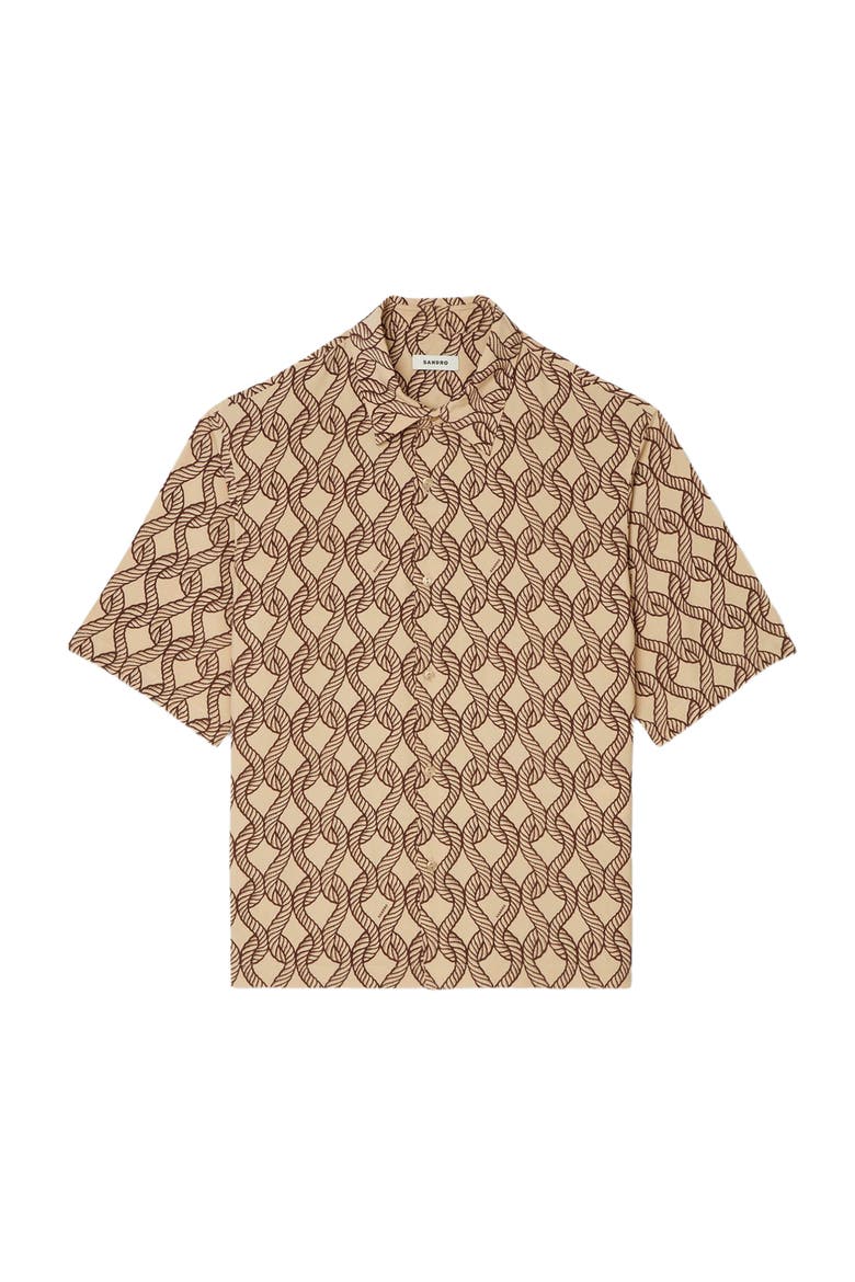 Loose-fit rope print shirt, Alternate, color, Butter cream