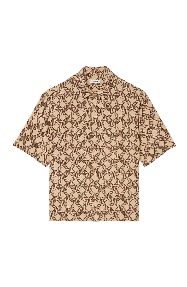 SANDRO Loose-fit rope print shirt, Alternate, color, Butter Cream