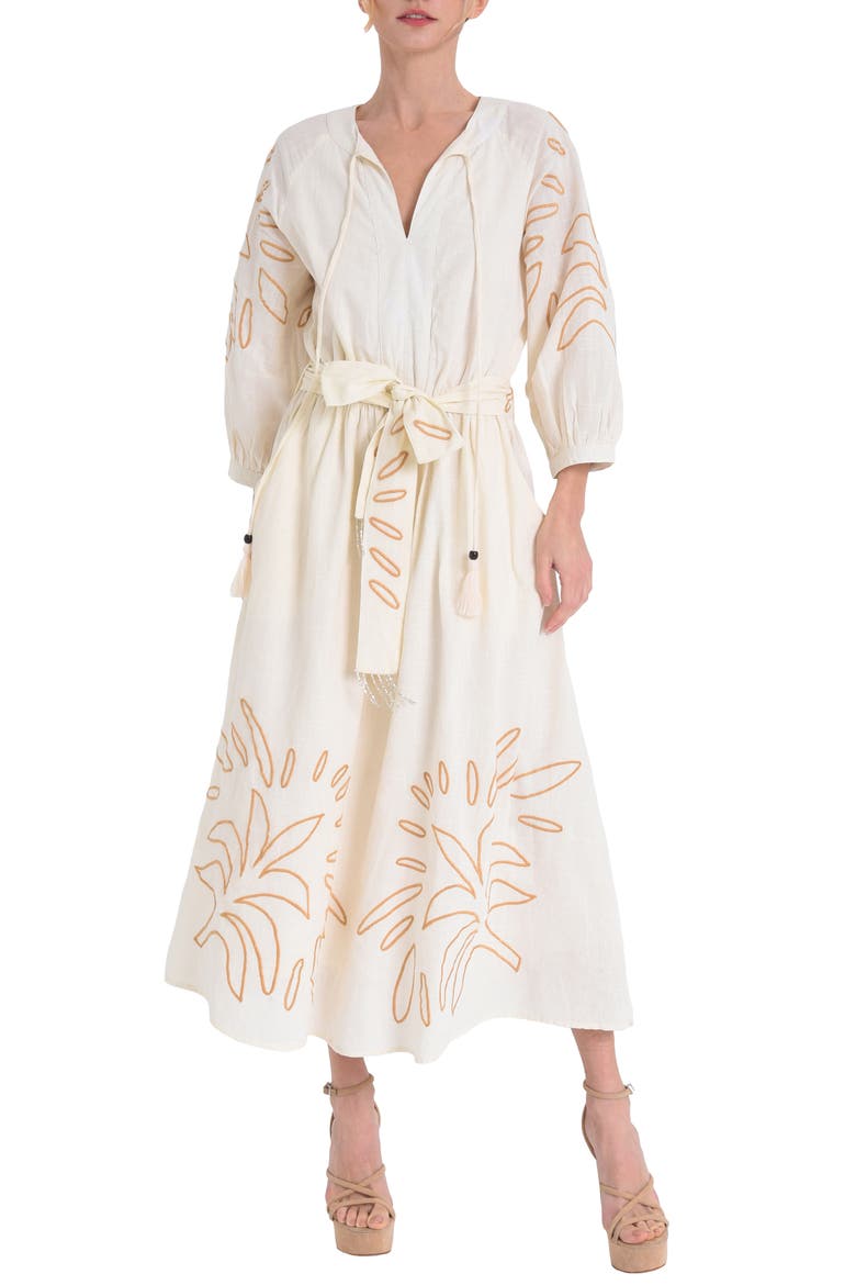 Eliza Embroidered A-Line Dress, Main, color, CREAM/SAND