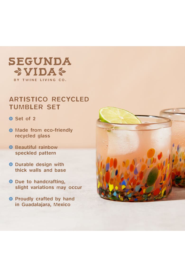 Segunda Vida Artistico Recycled Tumblers Set of 2, Alternate, color, Multicolor