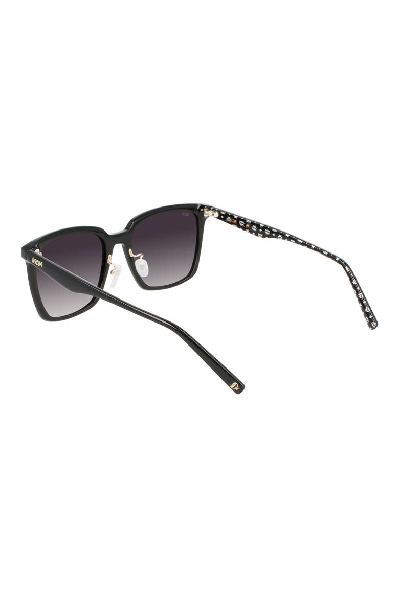 56mm Rectangular Sunglasses, Alternate, color, BLACK