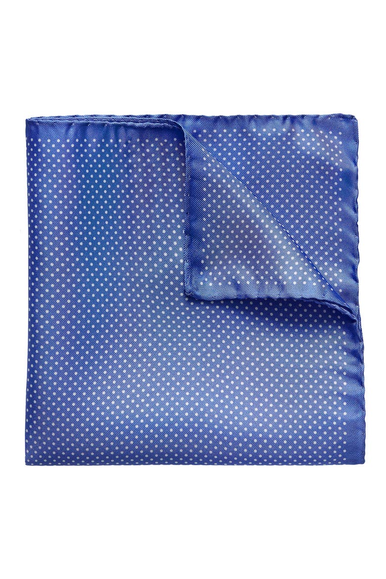 Dot Silk Pocket Square, Main, color, MEDIUM BLUE