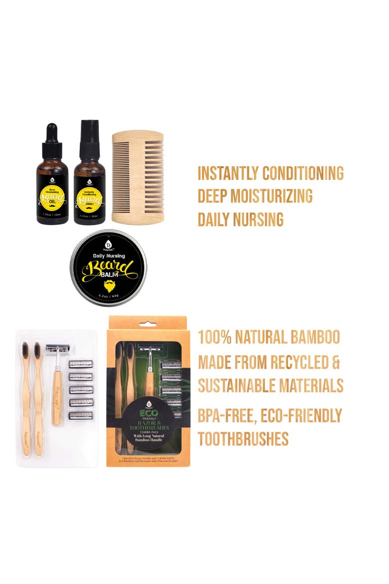 Beard Grooming Kit, Eco Razor & Toothbrush Set, Alternate, color, Multicolor