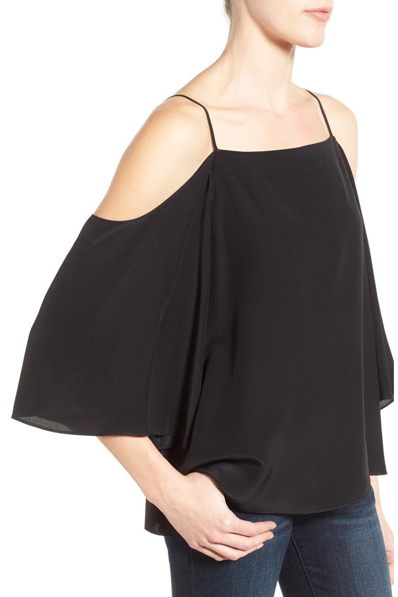 'Tusk' Square Neck Cold Shoulder Top, Alternate, color, BLACK