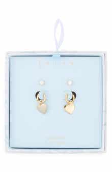 Assorted 2-Pack Cubic Zirconia & Heart Drop Earrings