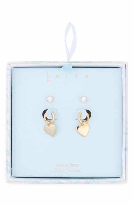 Leith Assorted 2-Pack Cubic Zirconia & Heart Drop Earrings