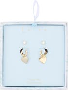 Leith Assorted 2-Pack Cubic Zirconia & Heart Drop Earrings