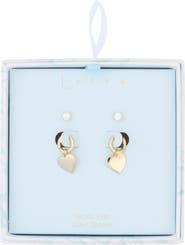 Leith Assorted 2-Pack Cubic Zirconia & Heart Drop Earrings