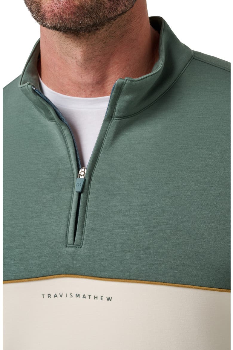 Fibercloud Colorblocked Quarter Zip Pullover, Alternate, color, BALSAM GREEN