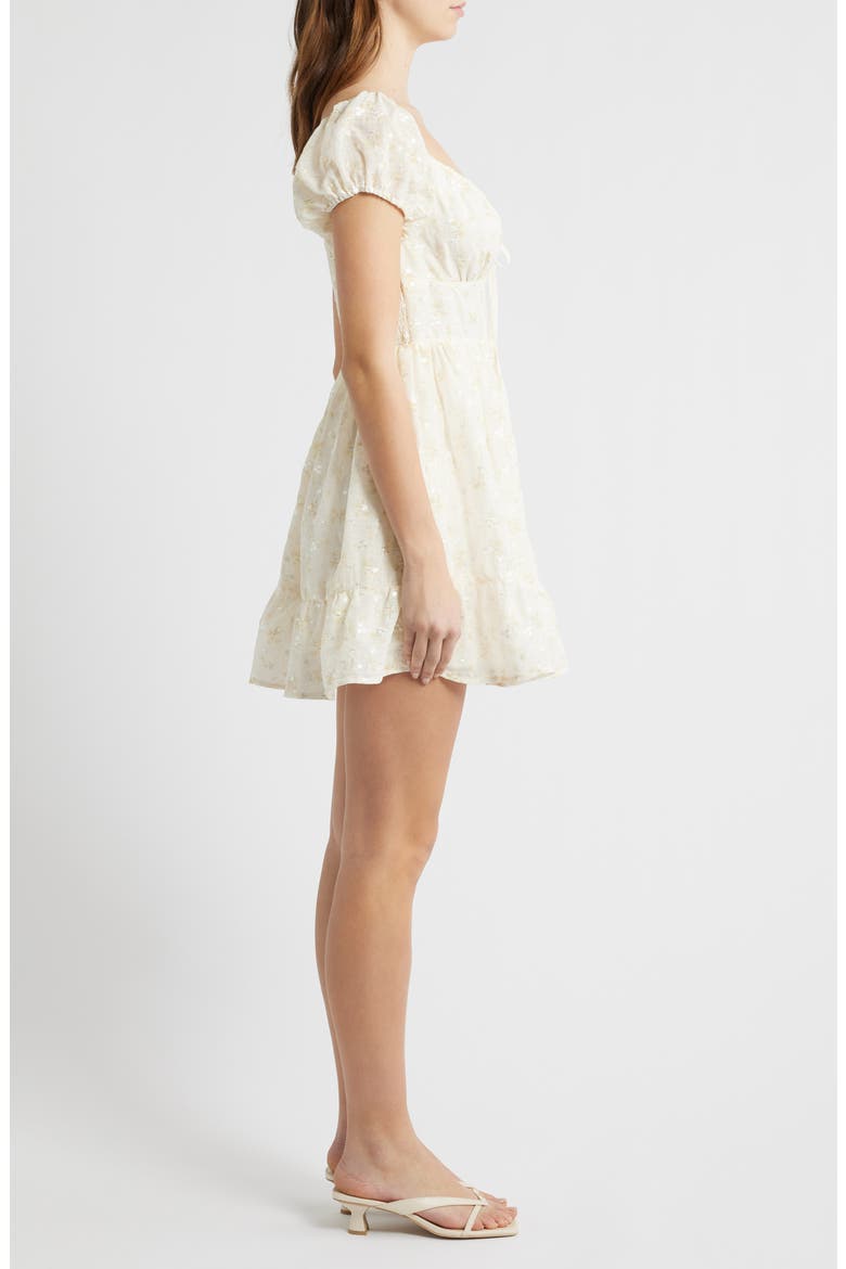 Embroidered Sweetheart Neck Minidress, Alternate, color, IVORY YELLOW